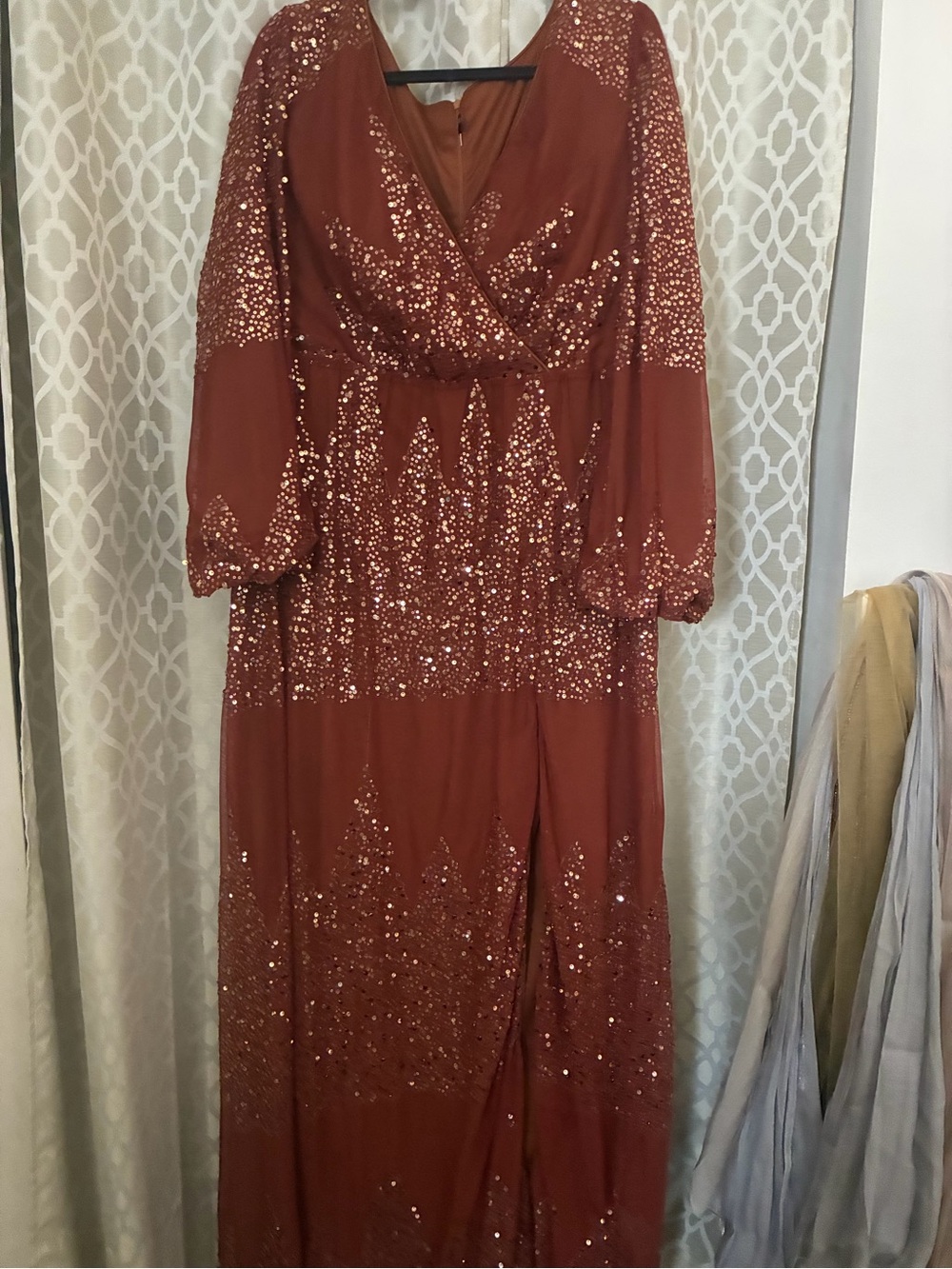 Rust Sequin Maxi Dress - Women